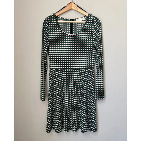 Michael Kors Women’s Size Small Fit & Flare Stretch Jersey Dress Palmetto Green - Picture 1 of 16